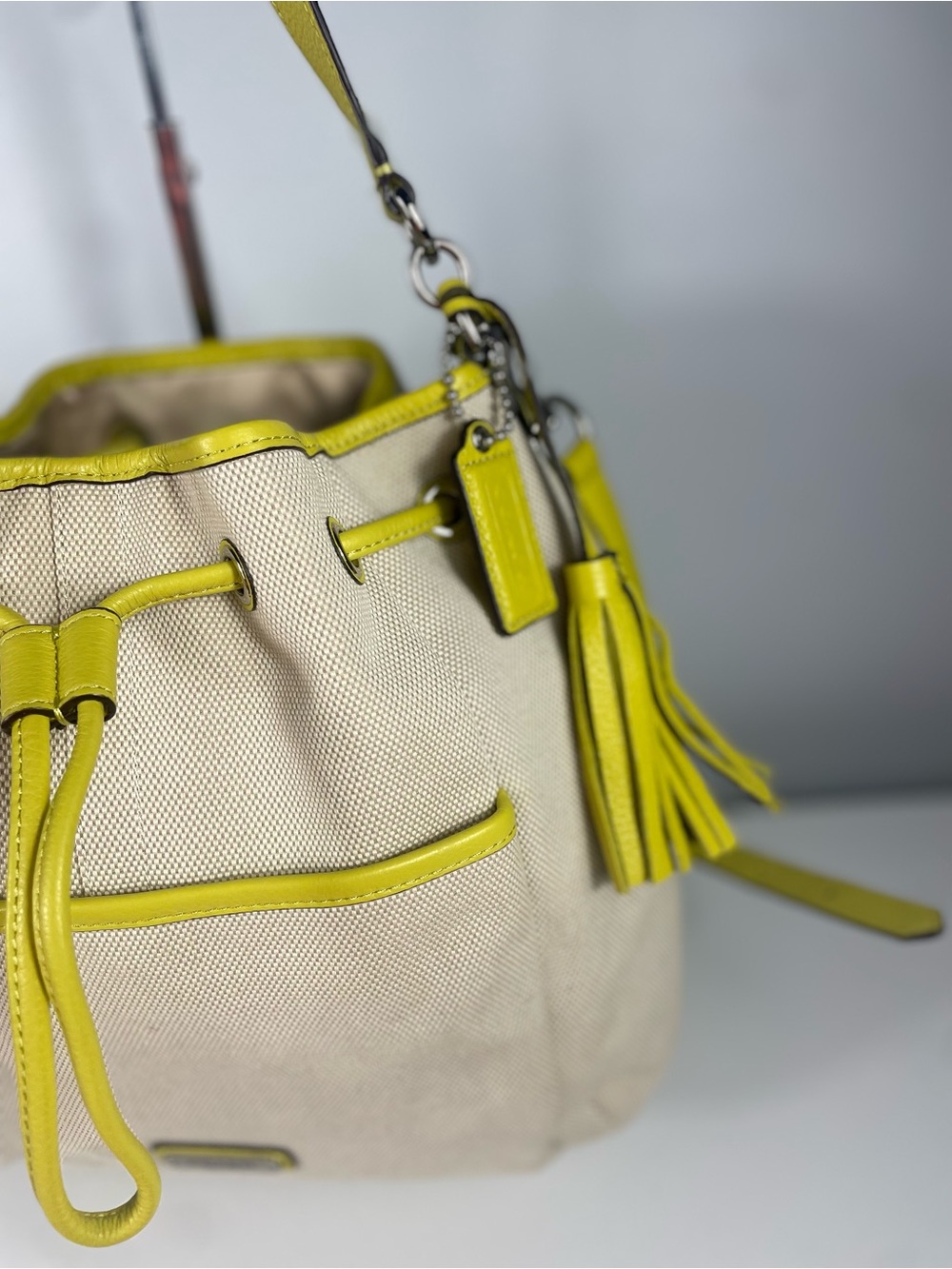 LOW START Coach Avery Canvas Drawstring Bucket Bag - Picture 10 of 12